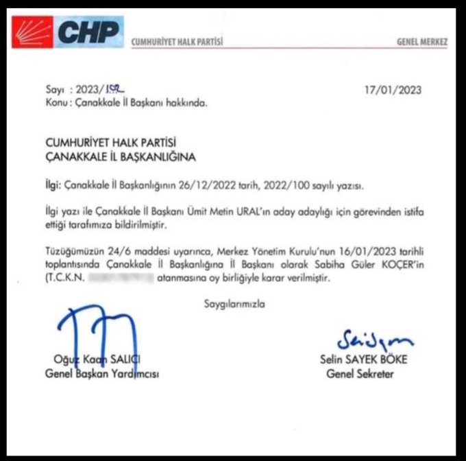 CHP'nin yaptığı atamaya il başkanlığından yalanlama