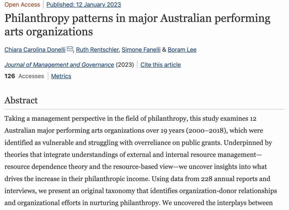 HansPSchmitz's tweet photo. #0penAccess: "The study contributes to management literature on philanthropy for arts organizations,....." https://t.co/sFlbQuku4x https://t.co/9IWOQGILzK