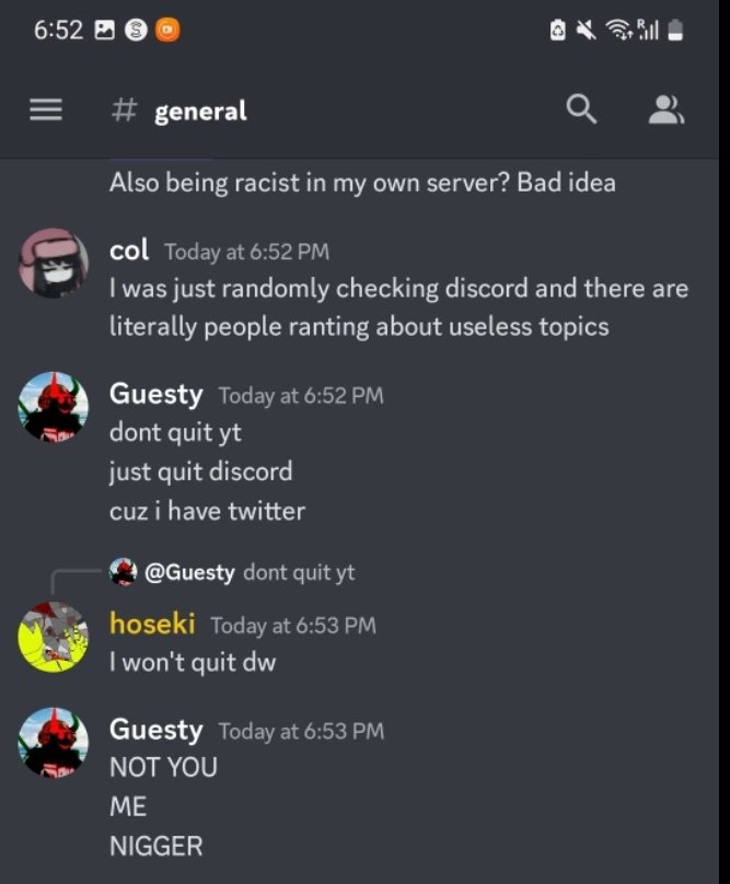 RobotV1nce's tweet photo. hey @discord, my stupid ass don't know how to report on discord so I'm doing it here but you should ban the user Illegal Guesty#3391 (1064238116195532861) as he is underage and has spammed the n word in people's dms https://t.co/2HvyCd0WON