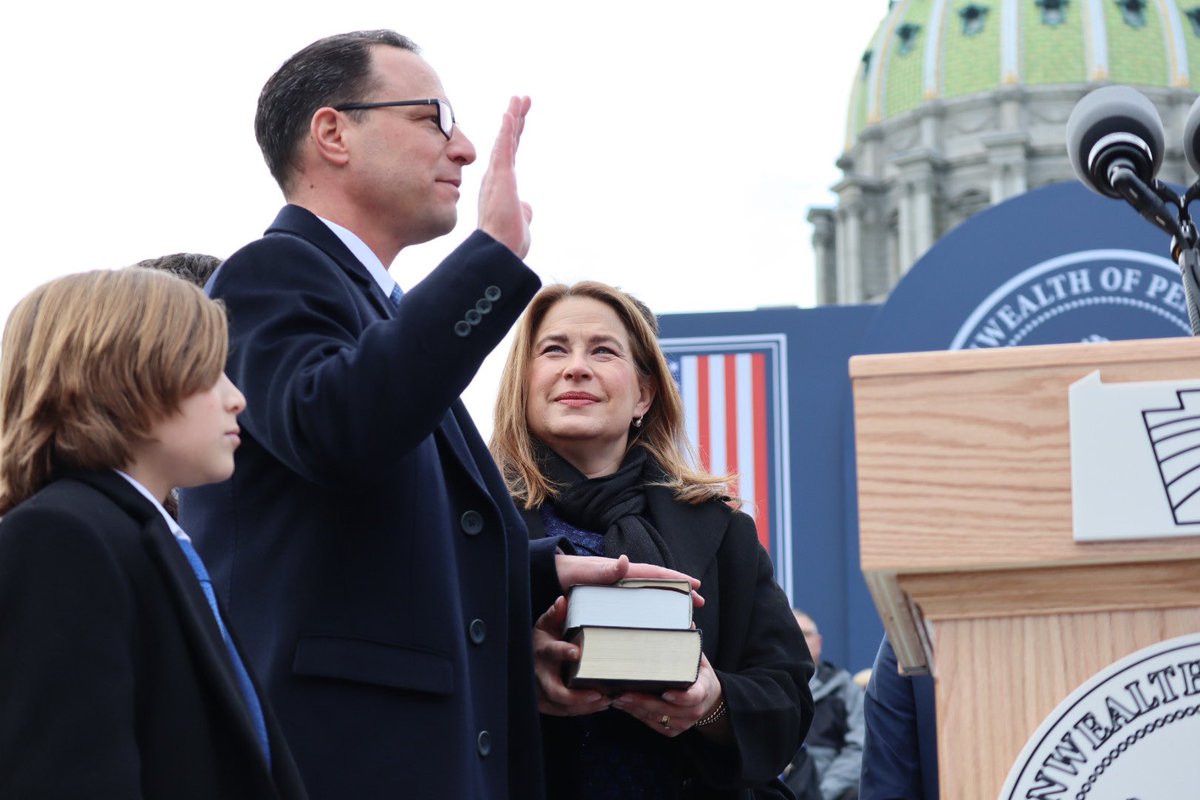 GovernorShapiro's tweet photo. With my faith firmly rooted in we the people of Pennsylvania, with my heart open to others and my eyes fixed ahead, I solemnly swear I will support, obey, and defend the constitutions of the United States and the Commonwealth of Pennsylvania as your Governor. https://t.co/wX9fophTBz