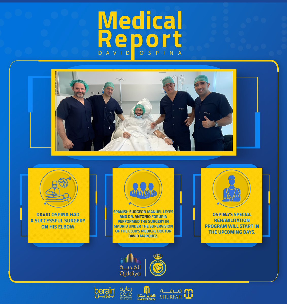 David Ospina had a successful surgery today 🙏