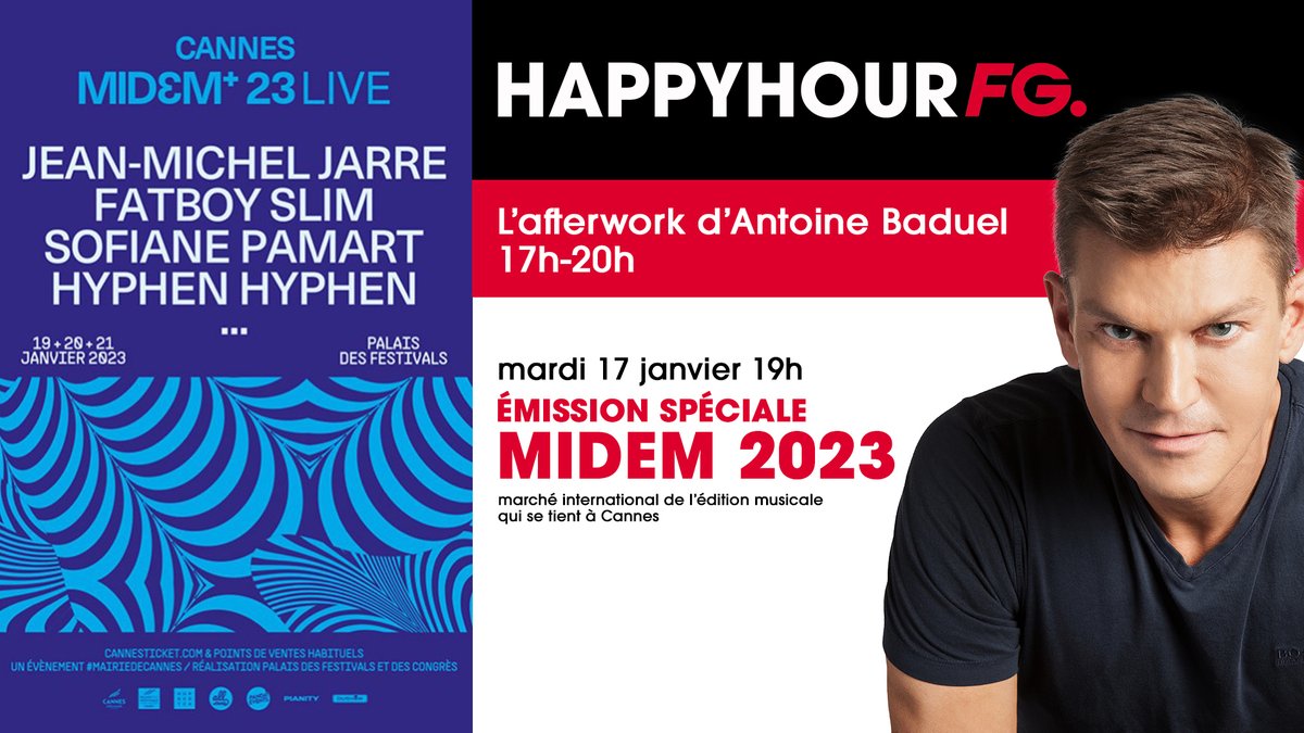 #BenoitGeli de @PandaEvents06 en live dans l'Happy Hour FG : 'De jeudi à samedi, le Palais des Festivals accueillera des grand names comme @jeanmicheljarre,@Cerrone et @FatboySlim, mais aussi des artistes émergents. On voulait représenter tous les courants musicaux cette année'