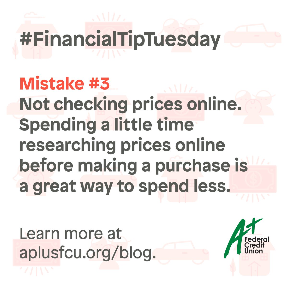 aplusfcu's tweet photo. Avoid making costly mistakes while shopping with tips from our #FinancialTipTuesday! 💲 Click the link for more details from our blog ➡️ https://t.co/vHwfyC3G4a #shopping #financialfitness https://t.co/Qw0YlABUhB