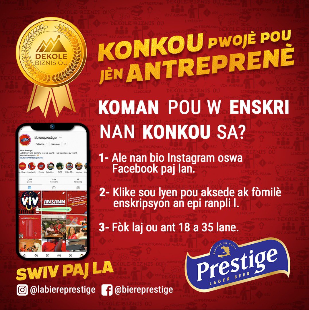 Ou tande pale de "Dekole Biznis ou" deja? 

Verifye lyen sa pou patisipe oubyen envite zanmi w patisipe 

forms.gle/2QoetAGURwgmUP…