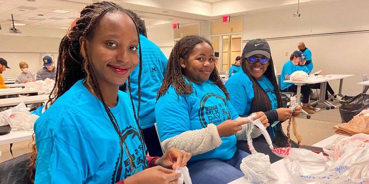 UM_Dearborn's tweet photo. For our 30th annual MLK Day of Service, 100s of volunteers from UM-Dearborn and @hfcc worked throughout Metro Detroit. Their service included food preparation, blanket making, knitting and more. Thanks to our partner organizations, whose work is felt in the community every day. https://t.co/2C0Uy1m4yH