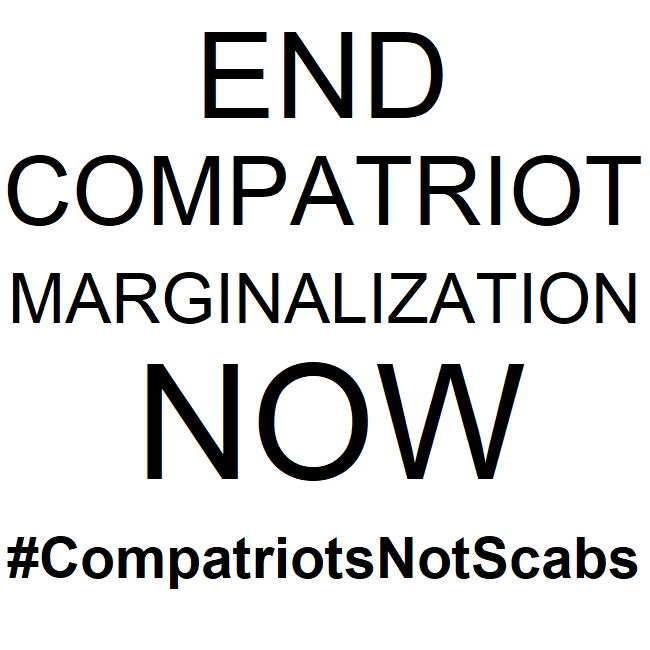 #CompatriotsNotScabs #FairDealNow #UnionStrong #StrongerTogether #RiseUp #WorkersUnited #CollectiveVoice #WeCanDoBetter #UnionsForAll #Solidarity