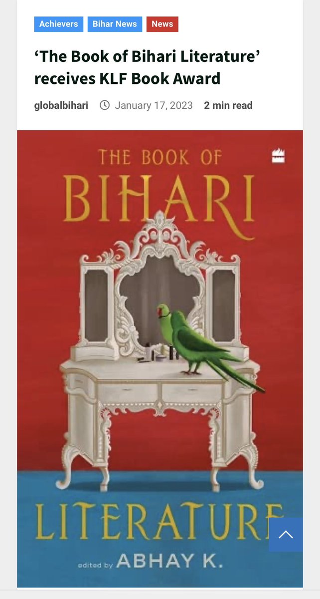 theabhayk's tweet photo. ‘The Book of Bihari Literature’ receives @kalingalitfest Book Award https://t.co/MF6Zu3DQwx| @GLOBAL_BIHARI @amitavakumar https://t.co/JvAUDw3oyS