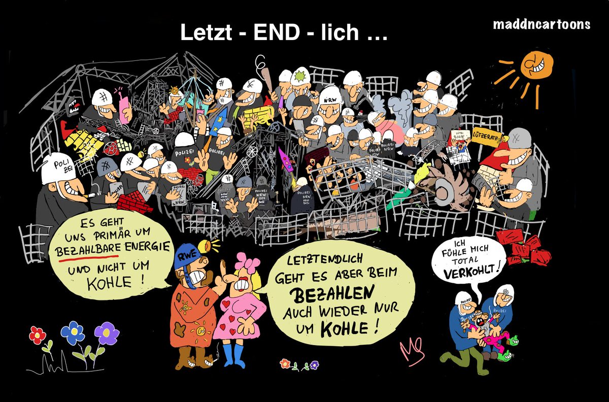 Wie geht es nun weiter in #Luetzerath  ?
#Klimaaktivisten sitzen diesbezüglich nach wie vor 
auf glühenden bzw. heißen #Kohlen !

#LütziBleibt #Kimaerwärmung  #Klimapolitik #Klimaschutz #FFF  #ClubOfRome #BezahlbareEnergie #Energiewende #RWE #Cartoon aus #Nürnberg / #Nordbayern