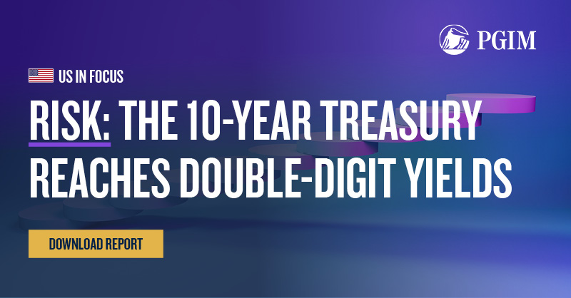 pgim's tweet photo. What do U.S. investors fear? The 10-year yield reaching double digits in the next three years, with 62% of respondents predicting an extreme outcome from it. Our latest report explains. #TailRisks