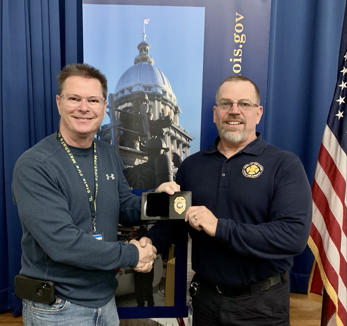 ILFireMarshal's tweet photo. Congratulations to OSFM's Aaron Siegler who has been promoted to Northern Regional Manager and Louie Hertter who has been promoted to Southern Regional Manager in our Division of Petroleum and Chemical Safety. https://t.co/SgvYncaIoy