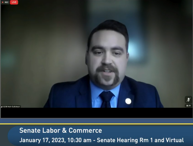 UFCW_3000's tweet photo. Nich Gullickson from @IAFF2024 spoke in support of #SB5236, saying ambulances are regularly waiting outside of hospitals instead of heading to the next emergency because there is no staff to care for them as caregivers are burning out &amp; leaving the bedside. https://t.co/jMaNwYjzjn