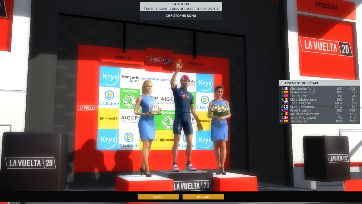 RongChristophe's tweet image. Troisième victoire d&apos;étape d&apos;affilée sur la Vuelta 2026 ! Mon coéquipier Rodriguez aurait mérité mais je suis plus fort #PCM2020