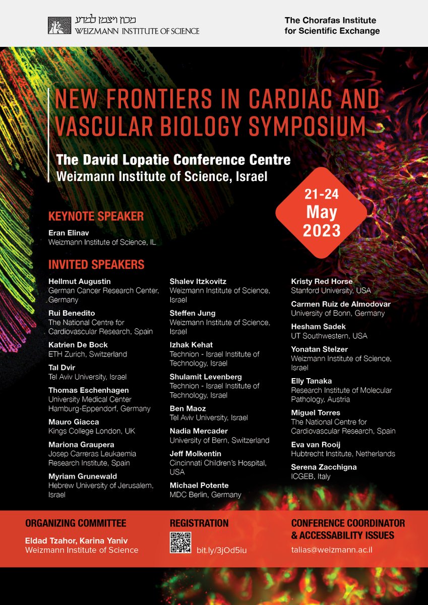 🎗️Karina Yaniv🎗️ (@karinayaniv) on Twitter photo "When cardiac met vascular..." surely sounds like a meeting you don't wanna miss! We have a fabulous lineup of speakers from two fields that don't get to meet often. Join us in Israel to talk heart, vessels, and everything in between! Registration is free! Details 👇 <a href="/Tzahore/">Eldad Tzahor</a> "When cardiac met vascular..." surely sounds like a meeting you don't wanna miss! We have a fabulous lineup of speakers from two fields that don't get to meet often. Join us in Israel to talk heart, vessels, and everything in between! Registration is free! Details 👇 <a href="/Tzahore/">Eldad Tzahor</a>