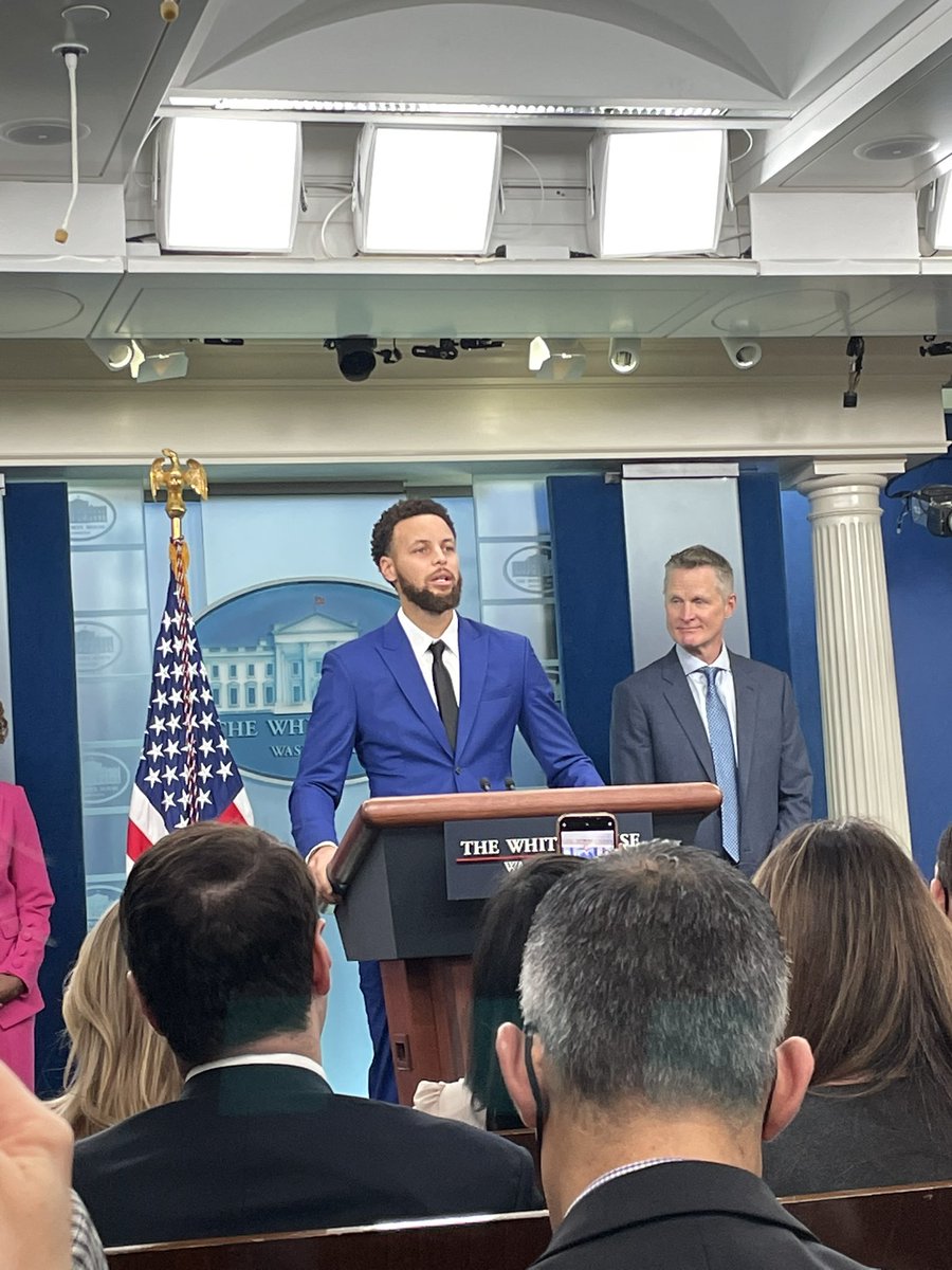 Steph Curry in the White House briefing room. He thanked Biden for his role in returning Brittney Griner to the US.