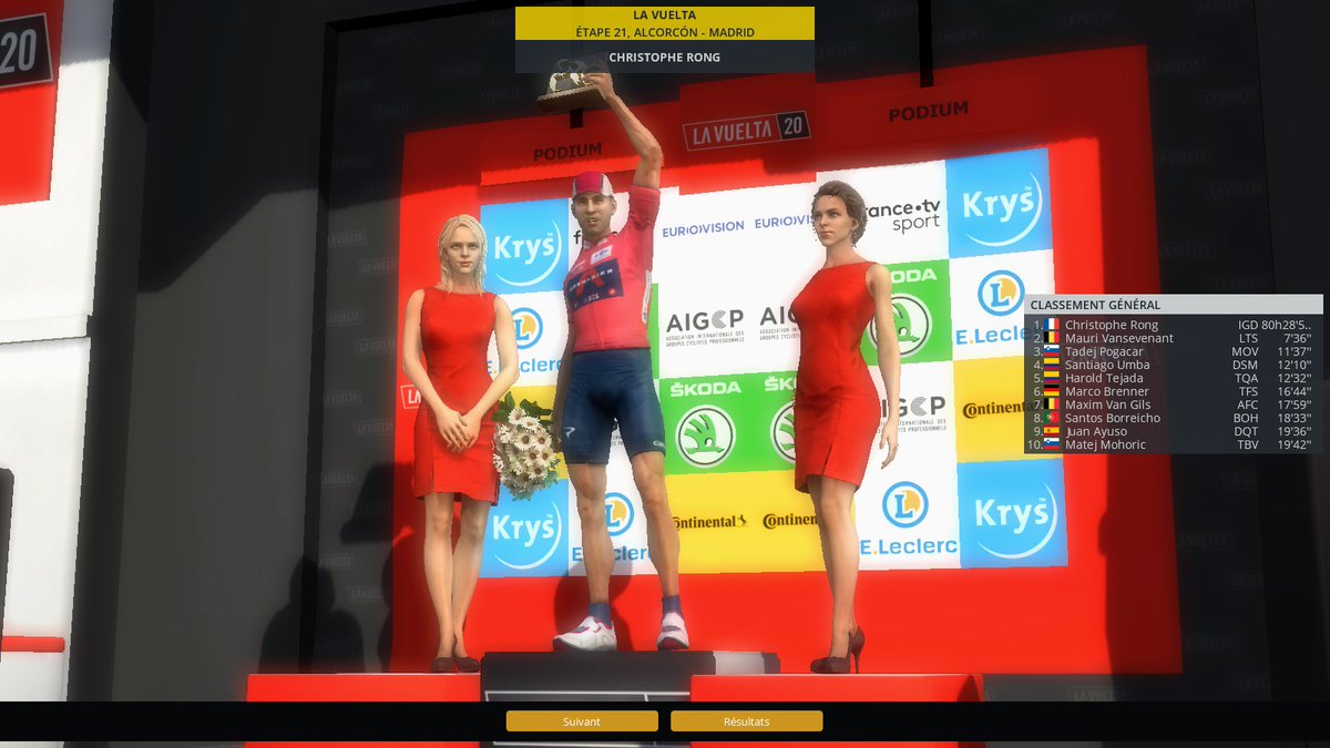 RongChristophe's tweet image. A l&apos;issue de cette dernière étape, je gagne la Vuelta 2026 et devient le PREMIER COUREUR DE l&apos;HISTOIRE A REMPORTER LES 3 GRANDS TOURS DANS LA MÊME ANNÉE ! #PCM2020