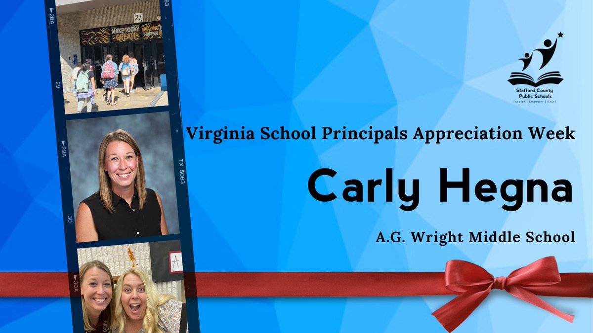 SCPSchools's tweet photo. The A.G. Wright Middle School community appreciates Ms. Carly Hegna's leadership. @AG_Wright #AGWrightTigers #VirginiaSchoolPrincipalsAppreciationWeek https://t.co/SJ1aWZRdVg