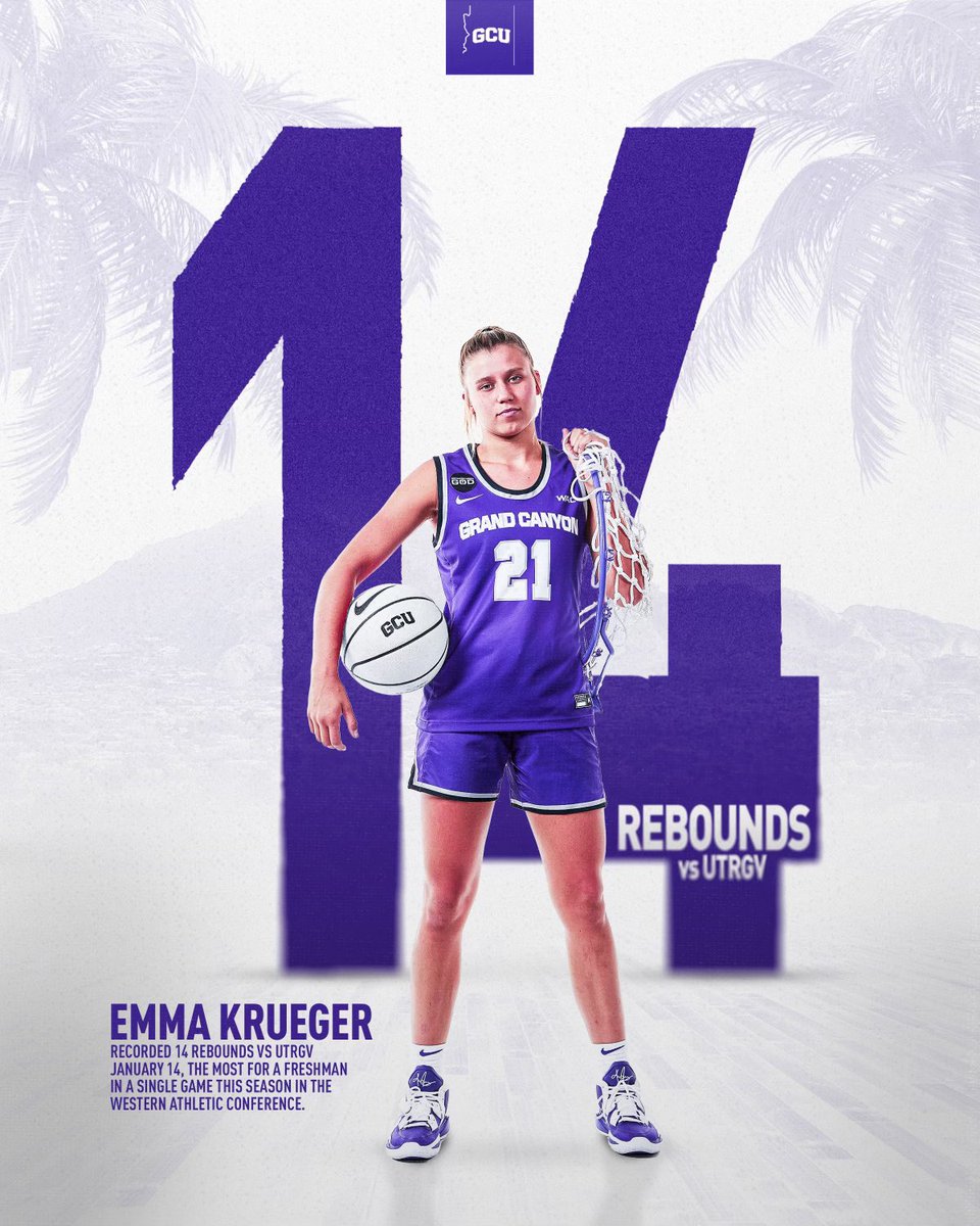 1️⃣4️⃣ rebounds for <a href="/EmmaKrueger12/">Emma Krueger</a> vs. UTRGV

That’s most by a freshman in a single game this season in the WAC 💪

#LopesUp