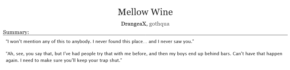 XDrangea's tweet photo. New fic, new fic!!! Mellow Wine
Rated E for Enticing #KingdomHearts #Vanqua #Aqua #Vanitas #writing #ao3
Please mind the tags. Don't like. Don't read. As simple as that.
https://t.co/L1eNExzM9Z https://t.co/bUDUb4KCVo