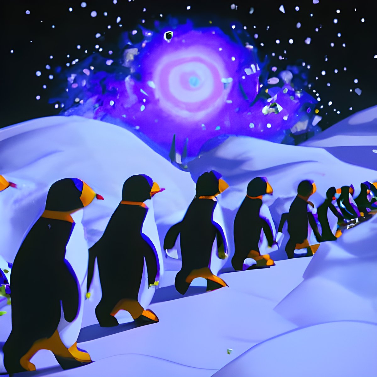 PolygonPenguins's tweet photo. V2 is upon us.. A colony of polygon pengus embarked on a long journey to find new land &amp; tokens to farm..🐧

Facing treacherous storms, the dream of growing their treasury &amp; community through their own utility🪙 kept em' going!

New beginning, new risk-free token, stay tuned tn👀 https://t.co/kJg9hrs0Rg