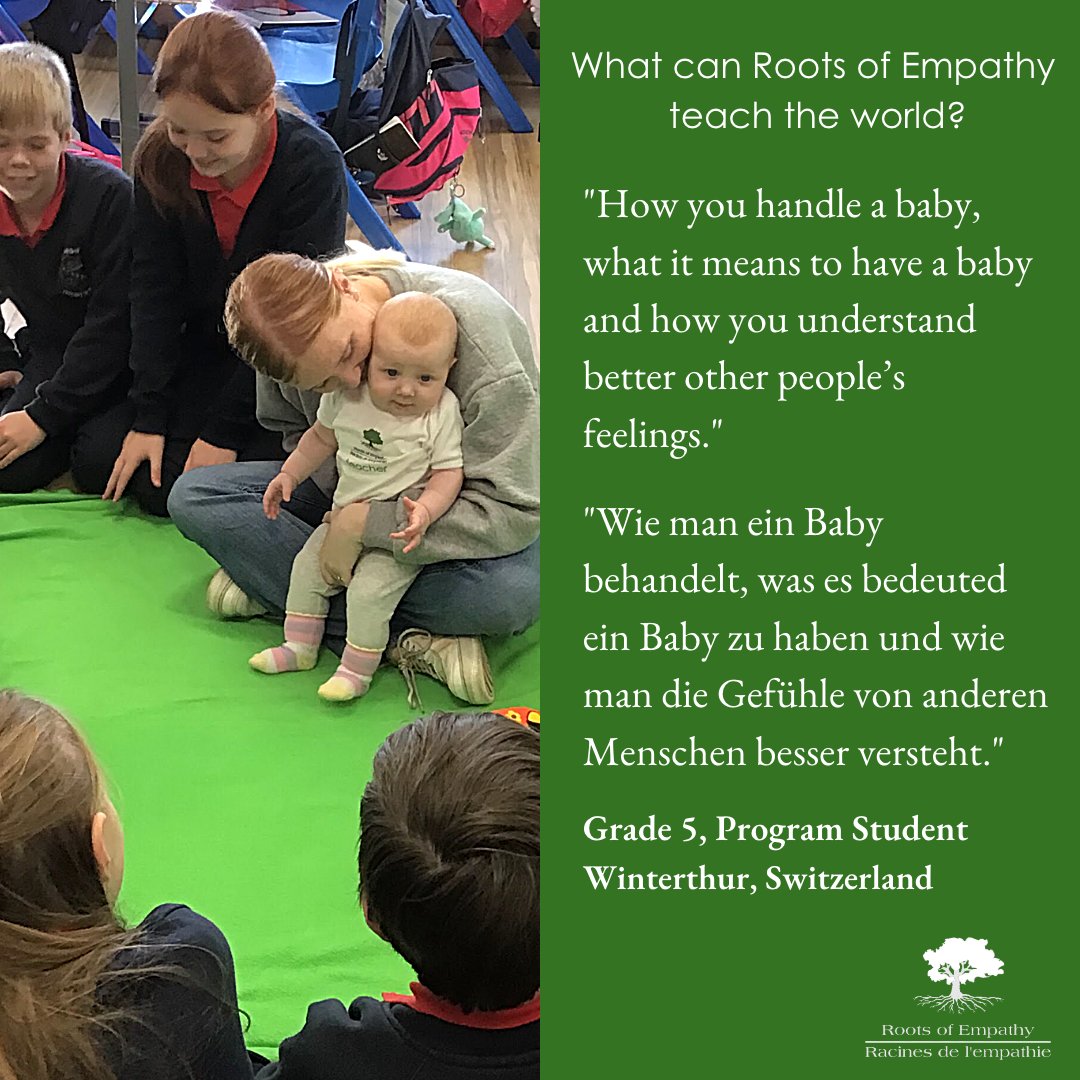 RootsofEmpathy's tweet photo. We ask our program students, "What can Roots of Empathy teach the world?"
Here is a response from a program student from Winterthur, #Switzerland. #EmpathyProgram #TestimonialTuesday https://t.co/VaUHh84JXx