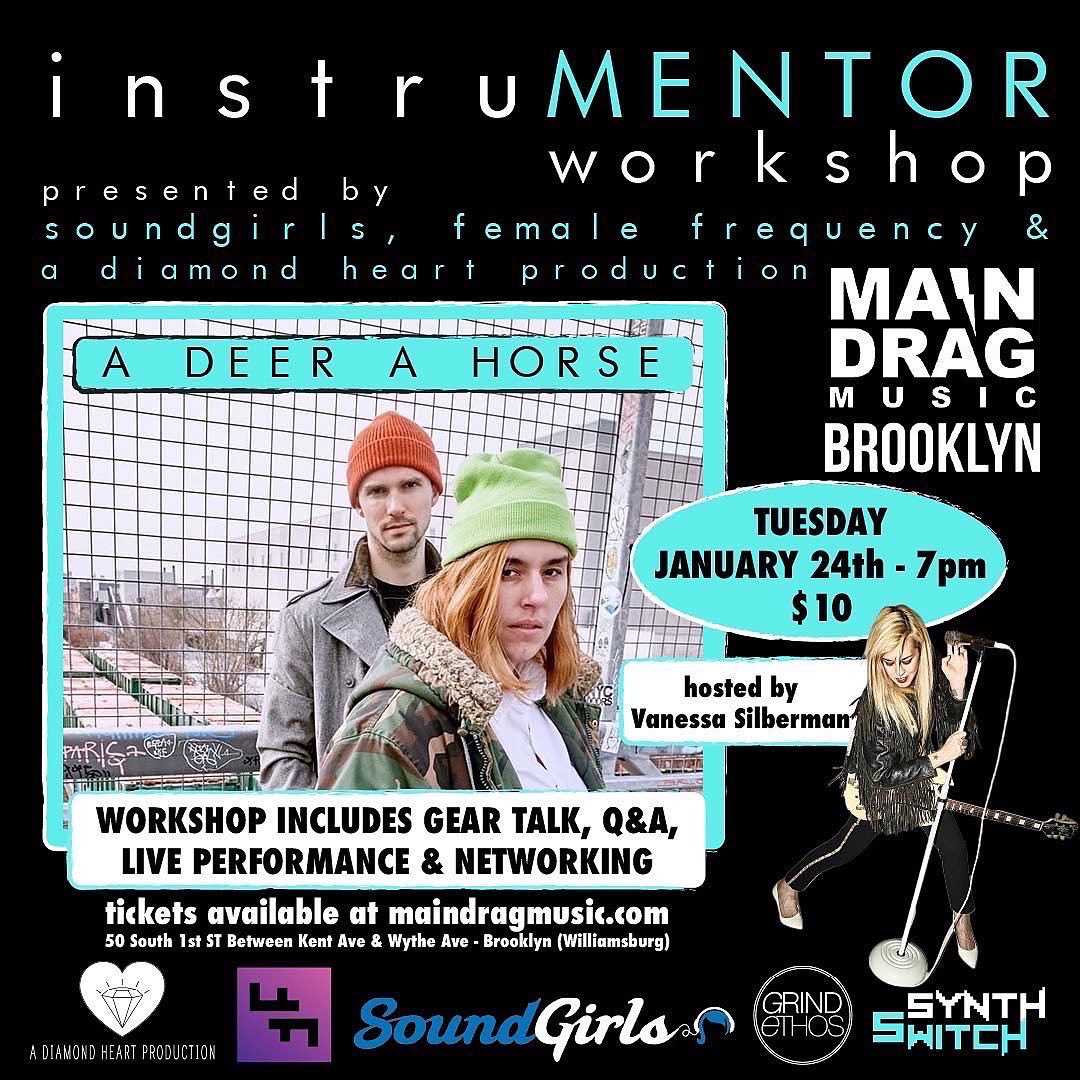 primitiveheart_'s tweet photo. Our instruMENTOR Workshop is ONE WEEK FROM TODAY! 

Soundgirls, Female Frequency &amp; A Diamond Heart Production present an interactive workshop with @ADeerAHorse 

Tickets: https://t.co/z2epYMH5N8 https://t.co/ko9ypjUkNk