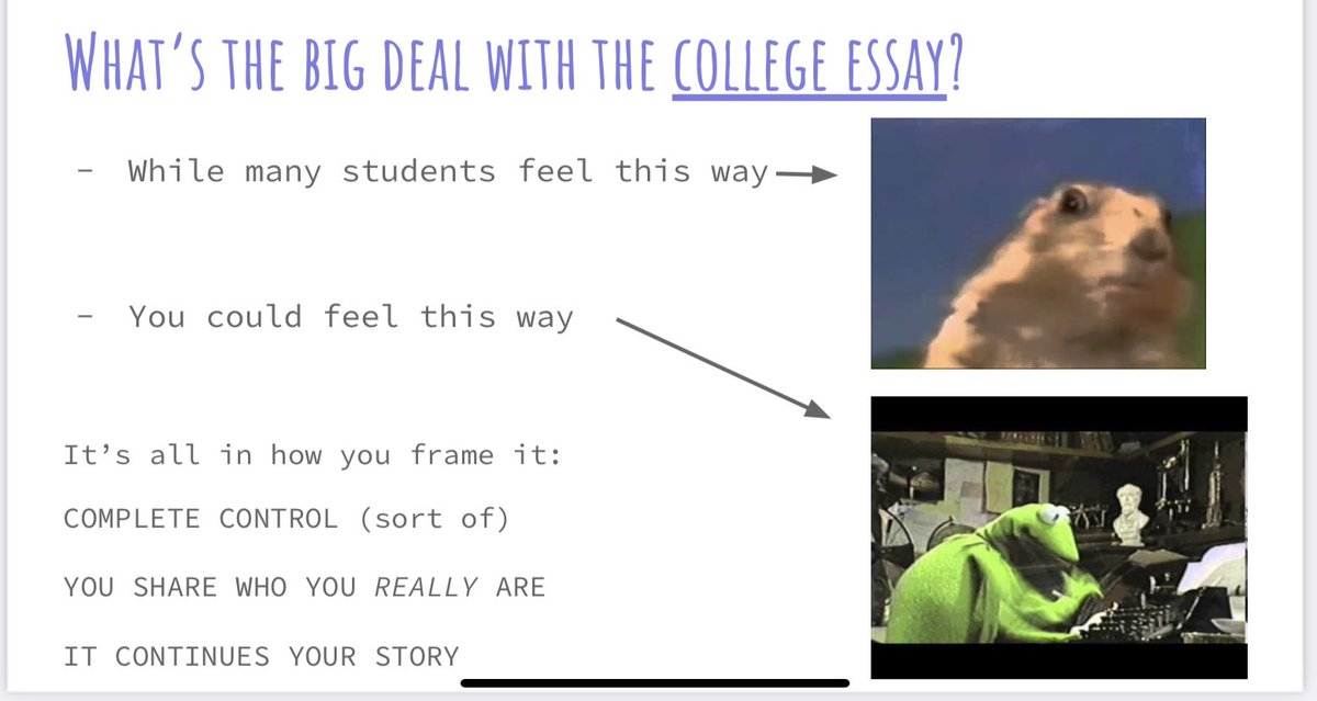 CushingCollege's tweet photo. Throughout January and February Ms. Ftorek will visit each American Literature class to talk about the college essay - she talks about brainstorming, topic selection, writing and editing. Glimpse at the slides! @CollegeEssayGuy #CushingCollegeCounseling #BeAWriter #BeYou https://t.co/Cgjf8mYXBs