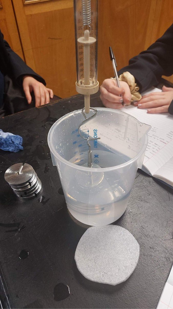 SciencePlume's tweet photo. Year 11 Physics students testing Archimedes principle. https://t.co/ytXLuUvofb