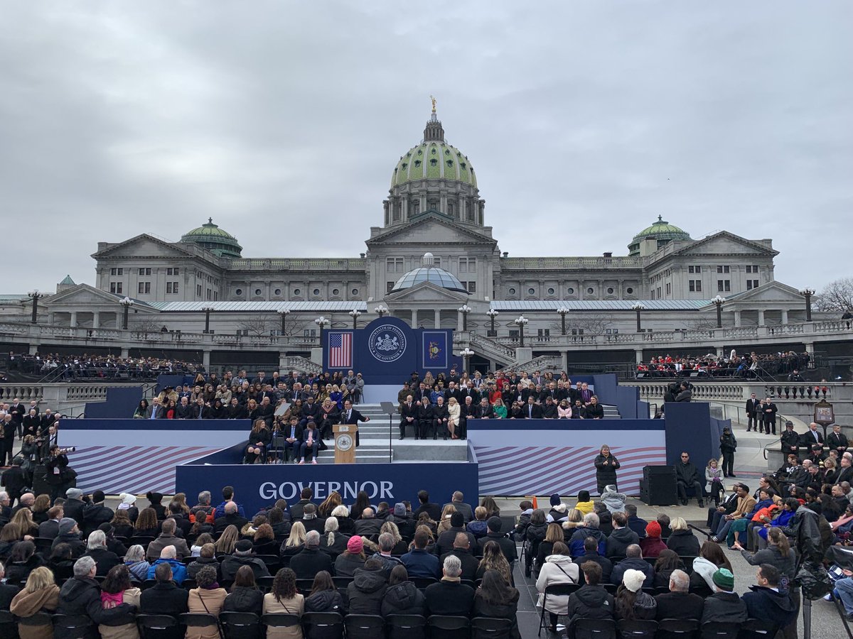 Mark_LaValla's tweet photo. Former PA Attorney General Josh Shapiro is officially the 48th governor of Pennsylvania after being sworn into office this afternoon. ⁦@FOX29philly⁩ https://t.co/DgYQvSugyk