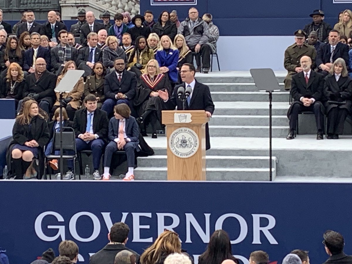 Mark_LaValla's tweet photo. Former PA Attorney General Josh Shapiro is officially the 48th governor of Pennsylvania after being sworn into office this afternoon. ⁦@FOX29philly⁩ https://t.co/DgYQvSugyk