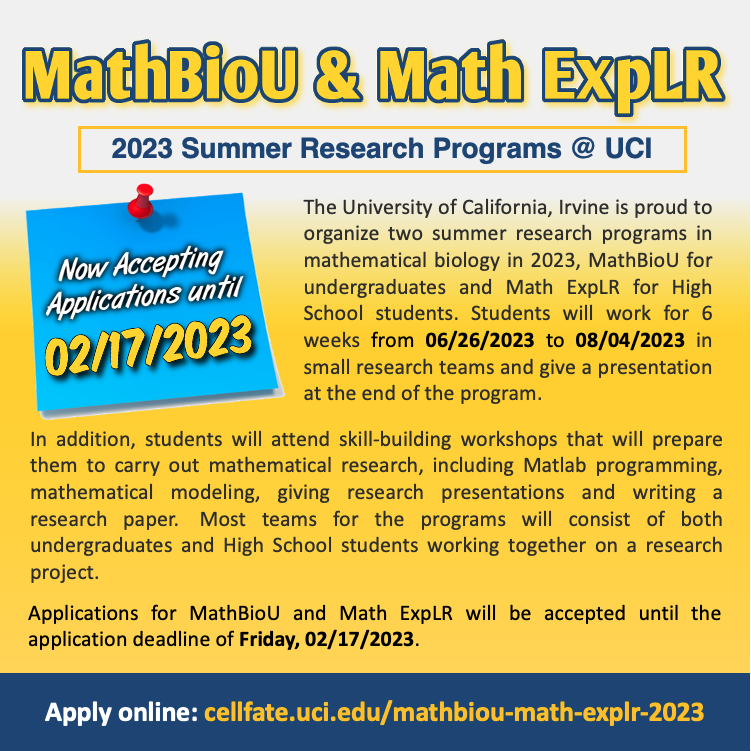 Dynamicalsystemssiam on twitter rt uci cmcf 2023 summer research