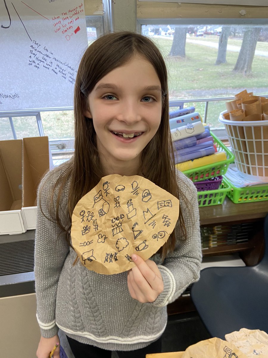 Deb58201864's tweet photo. We created our own “Winter Counts” just like the Lakota people of the Great Plains. We loved documenting our own experiences using pictographs! @MtView07836 @melandyk @JOlsyn1109 https://t.co/Z40aWClj3Q