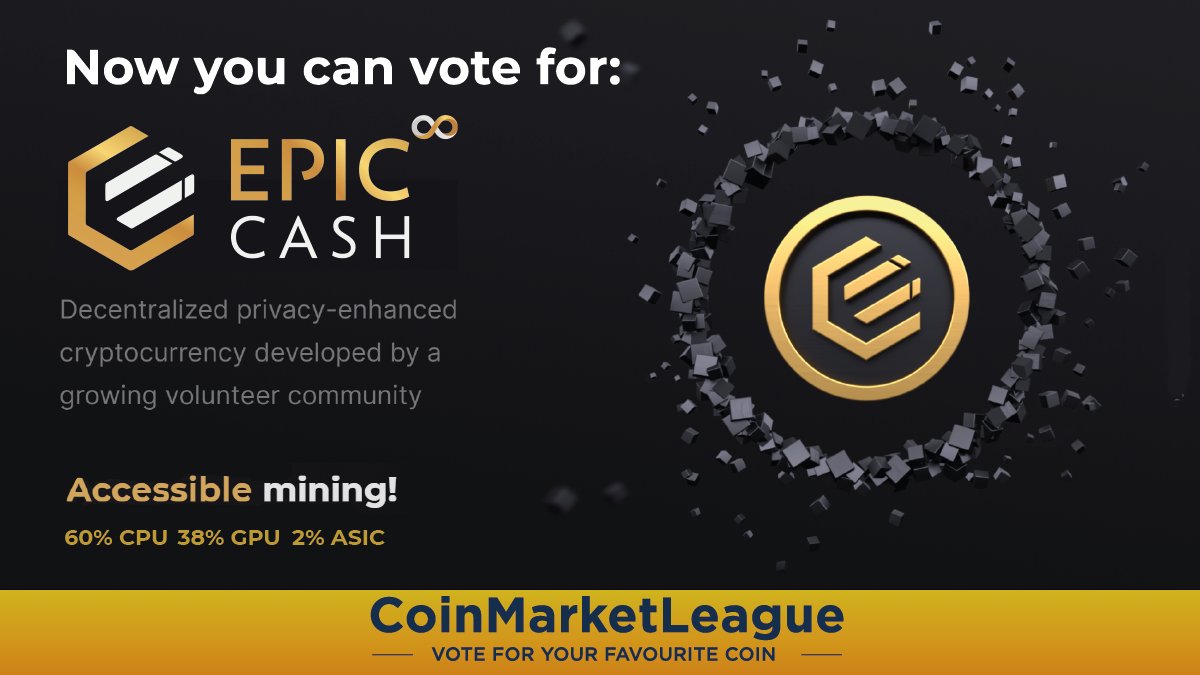 ✅ Fair Launch, No ICO, No Premine!
✅ #Epic has3 Mining Algorithms, minable with CPU &amp; GPU
🏆 $EPIC is available at <a href="/CML_Crypto/">CoinMarketLeague.com</a>
 ranking in #Native and #mineable Leagues!

➡️ Vote for #EpicCash at CoinMarketLeague.com/coin/epic-cash