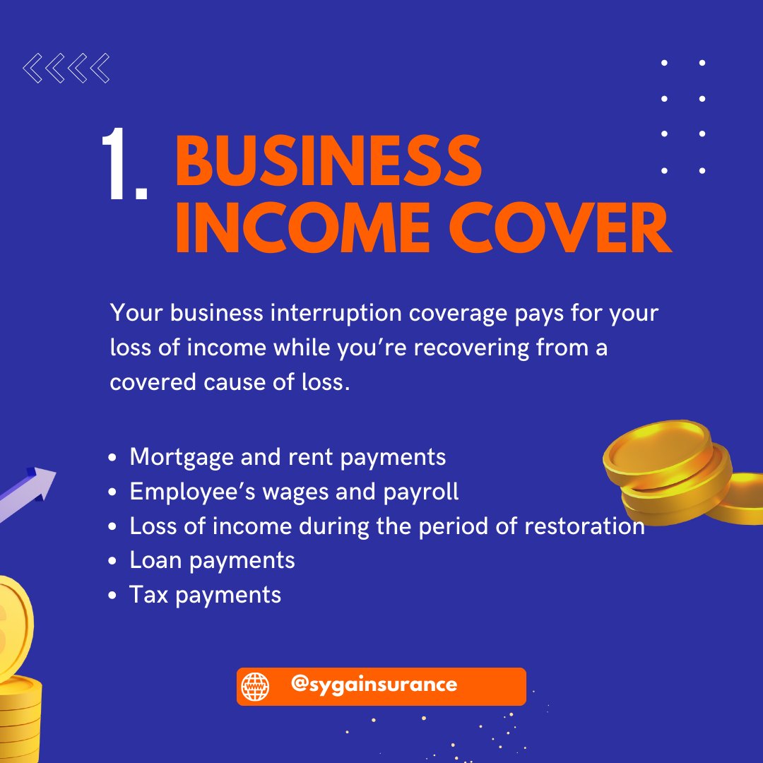 SygaInsurance's tweet photo. #Businessincomeinsurance acts as business interruption insurance or #incomeprotectioninsurance. For example, if your business is unable to operate and generate revenue due to fire damage, this #insurance helps cover your lost income until you can reopen again. @sygainsurance https://t.co/Jn1Ct1x1Eq