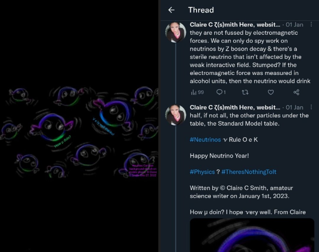 ClaireCSmith's tweet photo. I deliberately left out the mouthpieces in my illustration of the neutrino, as part of this thread I wrote, so it's not like they'd really attempt to drink anything under a table, standard or not, is it?
#particlephysics & #partyphysics as #silly #scicomm
https://t.co/u9jb3dnhWW https://t.co/ctKxae53aX