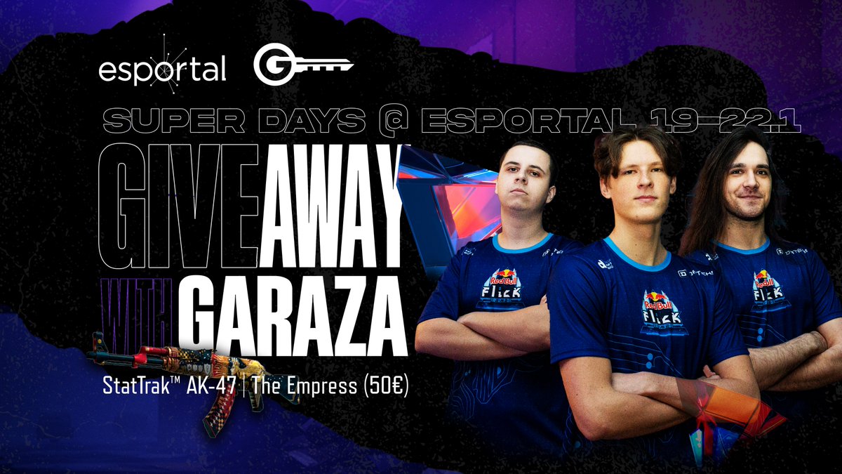 🔥Atzīmējam Esportal Super Days ar izlozi!

Esportal ir aktivizēti TRIPPLE DROPI no 19. -  22. janvārim ar 6x Super Drop un 600€+ matchmaking ladder.

Izlozes noteikumi ir pavisam vienkārši:
- Follow <a href="/GARAZAgg/">GARAZA</a> 
- Follow @esportalbaltic 
- Ietago 2 draugus