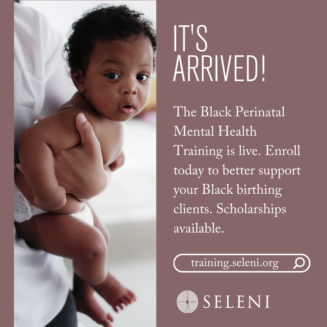 selenidotorg's tweet image. The Black Perinatal Mental Health training is live on demand for health/mental health professionals working with Black birthing individuals. Enroll today, apply for a scholarship, or contact us for group and student discounts. eu1.hubs.ly/H02CM5G0 #Blackparents #BMMH