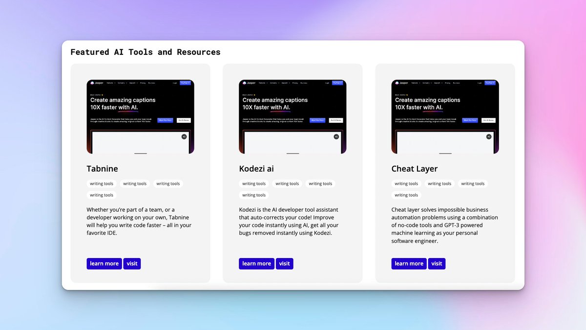 scottcents's tweet photo. Getting closer on #FocusOnAI.
My lunchtime #sideproject jam session was to scrape all the meta data for 400+ tools and resources.
Next up is using @ScreenshotOneHQ to pull the screenshots. https://t.co/N3Y5417EjQ