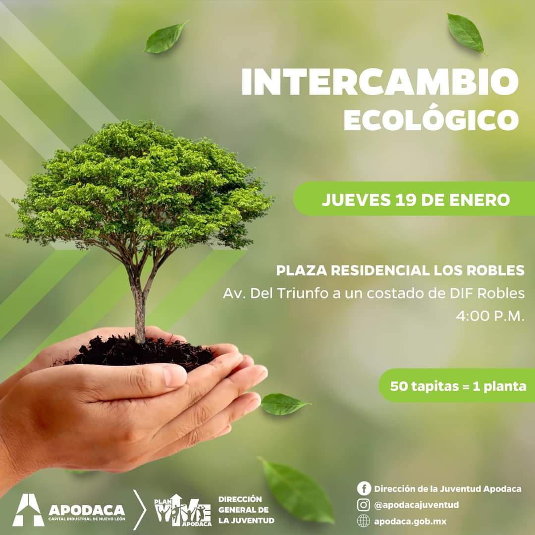 ApodacaOficial's tweet photo. 📣 INTERCAMBIO ECOLÓGICO ♻️

Intercambia tus tapitas por plantas 🌿🌱

📅Jueves 19 de Enero 
🕣 4:00 p.m.
📍Col. Residencial Los Robles. Av. Del Triunfo (Plaza Municipal a un lado del DIF)

 ⚠️ 50 tapitas= 1 planta

#Apodaca #PlanVive #Ecología #Juventud #Jóvenes #ViveVerde https://t.co/LOdAyFPtrX