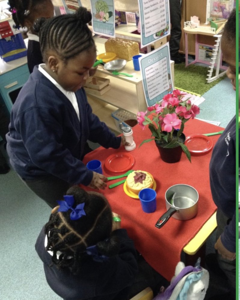 ApplegarthAc's tweet image. Nursery have been learning about foods and markets. They even opened their own café in Nursery. How can I help you? What would you like to eat? #Nursery #interpersonal  #leadership #creativity @thesteptrust