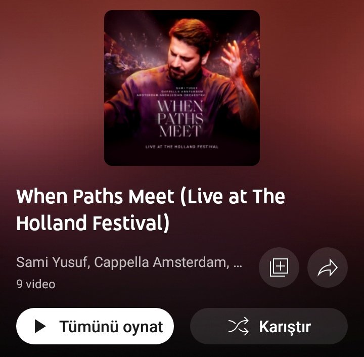 @SamiYusuf - 'When Paths Meet'
Live At The Holland Festival
(youtube.com/playlist?list=…) via @YouTube #youtubeplaylist

#SamiYusuf #Whenpathsmeet