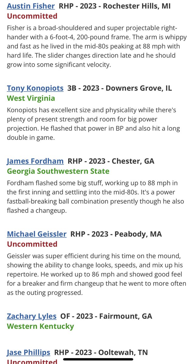 PG Showcases (@pgshowcases) on Twitter photo Top Prospect List from the PG World Showcase
<a href="/PG_Scouting/">Perfect Game Scout</a>
🔗 perfectgame.org/events/Showcas… Top Prospect List from the PG World Showcase
<a href="/PG_Scouting/">Perfect Game Scout</a>
🔗 perfectgame.org/events/Showcas…