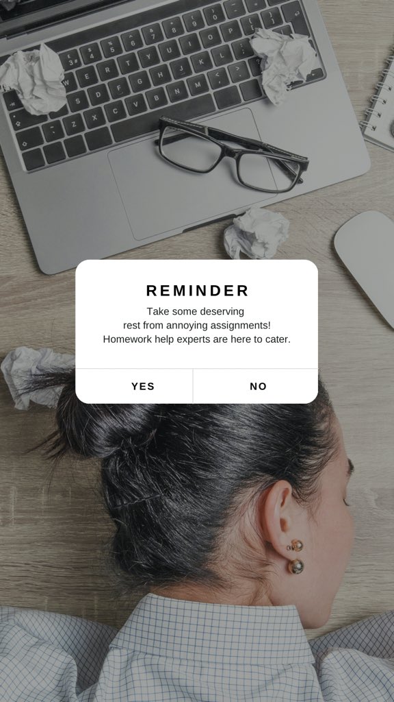 HomeworkhelpCo's tweet image. Just a polite reminder 🫢
Chillax and experts will deal with your homework. We are one click away. 🤝
#worksmarternotharder #worksmarter #students #studentlife #studentcrisis #uni #university #collegestudent #studyinspiration #studytips #gpa #grades #duetoday #unilife #miami