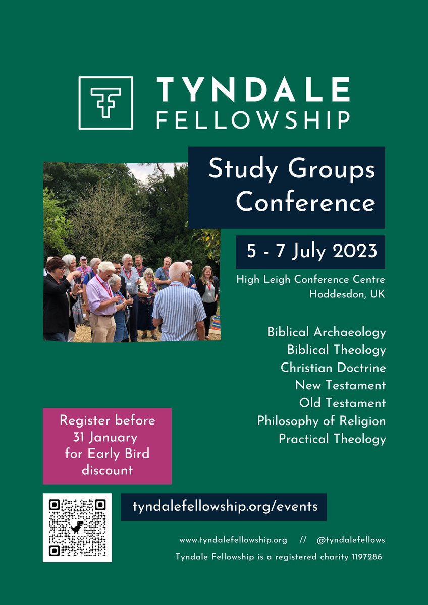 2 weeks left of the Early Bird discount! Save £30 by registering before 31 January 📢 tyndalefellowship.org/events