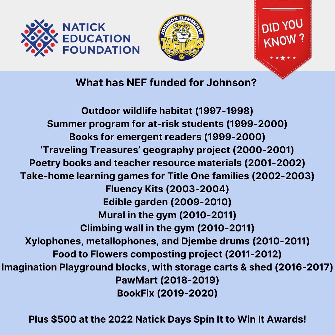 #Natickeddoundation loves supporting <a href="/natickps/">Natick Public Schools</a>. Follow along, as we will be sharing more on how our work has benefitted all of our public schools in #Natick. (3/5)