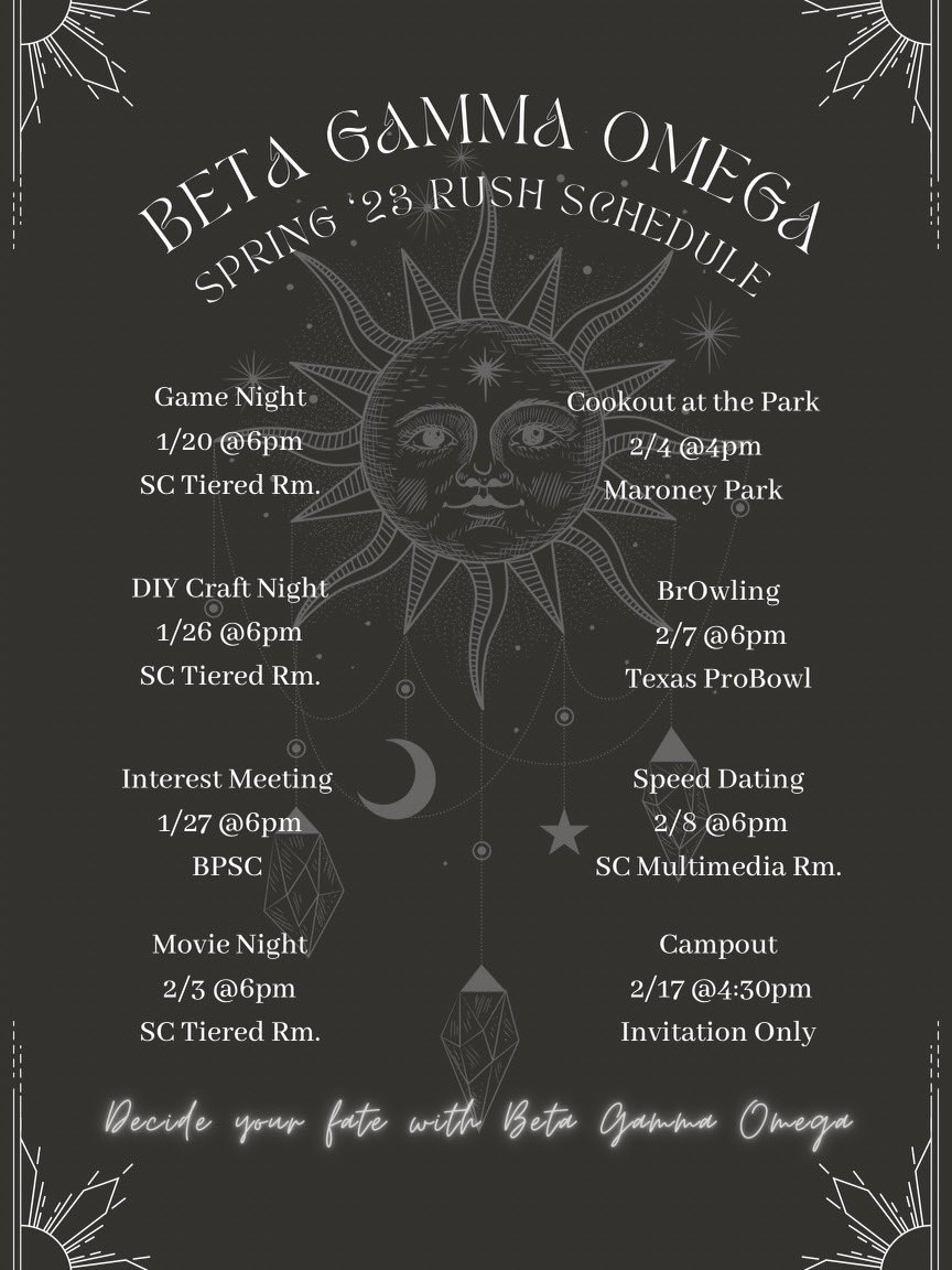BetaGammaOmega_'s tweet photo. BrO doesn’t believe in magic until we meet you. ✨ 
Please join us this Friday Jan. 20 at 6pm for our first rush event of the semester! 
We hope to see you there!! 🔮 https://t.co/YIPFyXzt5W