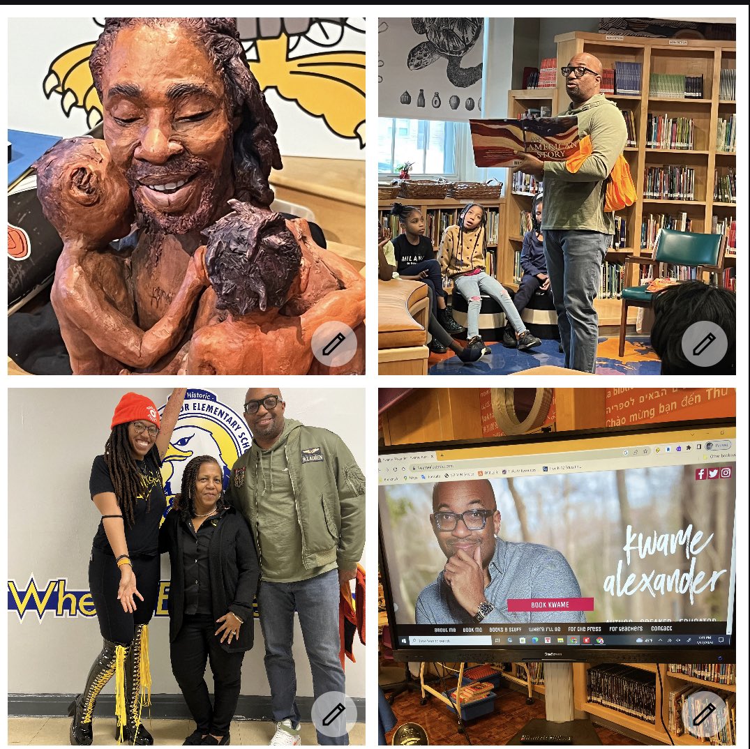 Historic122's tweet photo. The 122 Experience continues…we hosted Award Winning Author Kwame Alexander and Illustrator Dare Coulter! Very engaging “ An American Story”. #newrelease #Thsct @KingMark01 @BMDschoolsPRguy @SonjaSantelises @bettyeadams7 @John_L_Davis_Jr https://t.co/FsV4mjWWTR