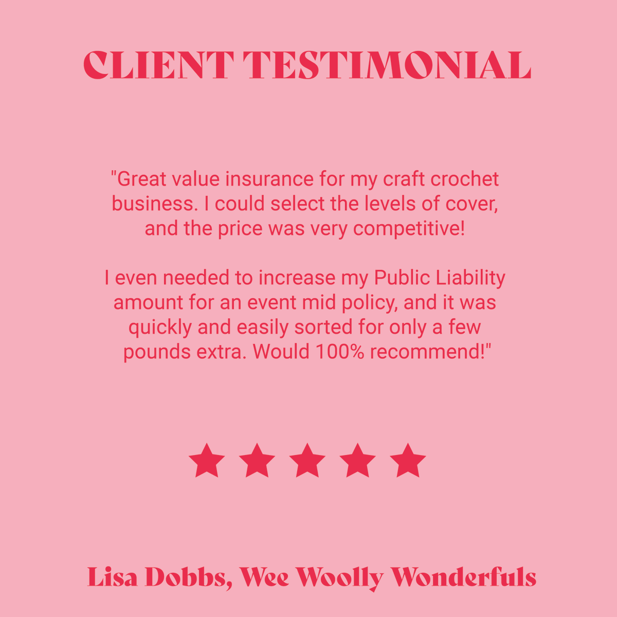 A big thank you to our client, Lisa from Wee Woolly Wonderfuls, for this five star review on our Google Business Profile! 🌟🌟🌟🌟🌟

If you're looking to insure your craft business, don't hesitate to get in touch - DM us or contact us via our website! craftcover.com