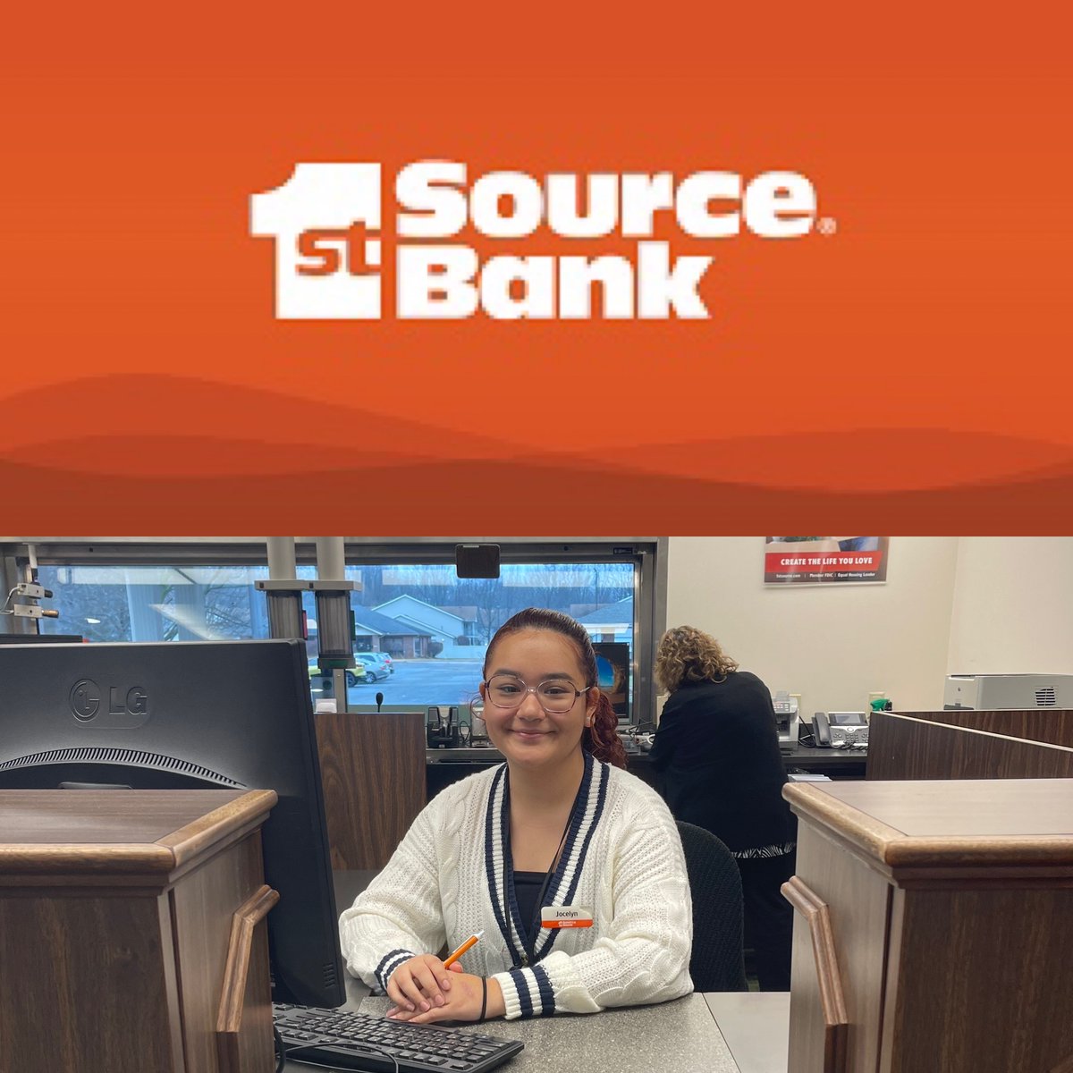 EHS intern at 1st Source Bank on Bristol Street is crunching the numbers! Her placement has offered to continue her employment after graduation. Her goal is to attend Purdue University to study Accounting, and take full advantage of continuing to work for 1st Source. Great job!