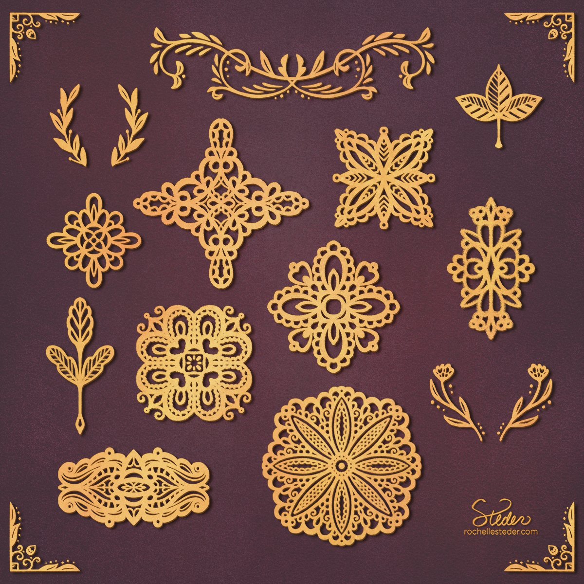 RochelleSteder's tweet photo. Some antique jewelry and filigree inspired designs for MATS Bootcamp. I'm always drawn to the leafy or floral ones. Which is your favorite?
#matsprep #matsbootcamp #makeartthatsells #filigree #antiquejewelry #procreateart https://t.co/8bkjA0rA1x