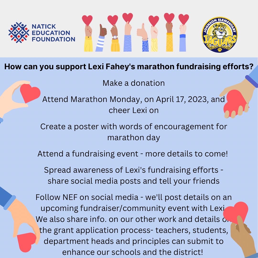 If you’d like to support Lexi’s <a href="/bostonmarathon/">Boston Marathon</a> fundraising efforts to benefit #natickedgoundation, please check@out the different ways to show your support below! (5/5)

Here’s a link, if you’d like to donate: givengain.com/ap/lexi-fahey-…